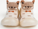 Ботиночки носочки детские Amarobaby First Step Animals бежевые, с дышащей подошвой, размер 24