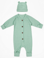 Комбинезон детский с шапочкой Amarobaby Fashion, зеленый, размер 74