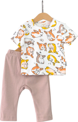 Детский комплект футболка и брюки Baby Boom Корги, бежевый 74
