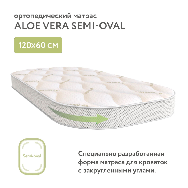 Матрац детский Plitex Aloe vera Semi-oval 119х60х11 см