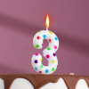 Свеча Страна Карнавалия в торт на день рождения цветное конфетти цифра 3, 5,5 см