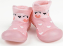 Ботиночки носочки детские Amarobaby First Step Animals розовые, с дышащей подошвой, размер 23
