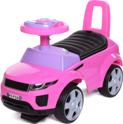 Babycare, Каталка детская Sport car кожаное сиденье, резиновые колеса, розовая