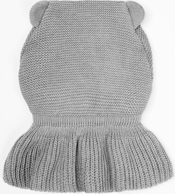 Шапка-шлем детская вязаная Amarobaby Pure Love Warm, размер 44-46, зимняя, с утеплителем, серая