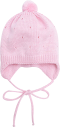 Шапка детская вязаная Amarobaby Pure Love Cutie, размер 42-44, розовая, демисезонная, с подкладом