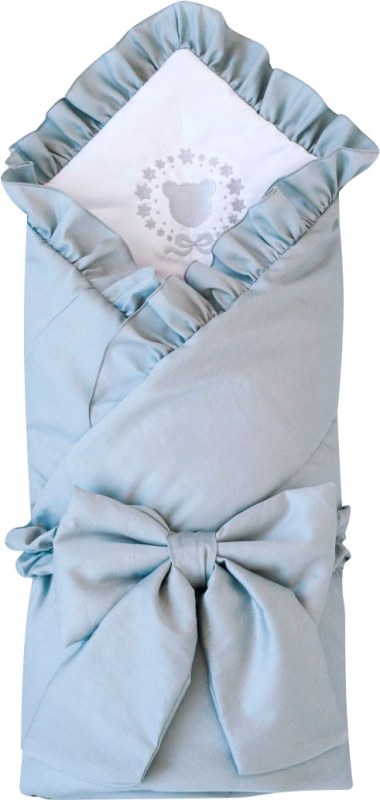 Одеяло на выписку KiDi Бристоль с бантом на резинке летнее, серый 90х90 см