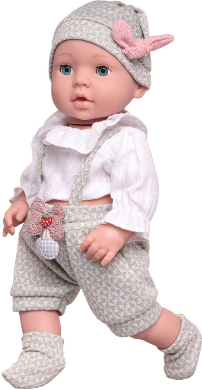 Пупс-кукла Junfa в бело-серой одежде в наборе с игровыми предметами, 40 см