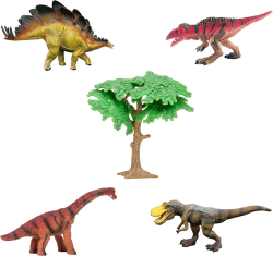 Динозавры и драконы для детей серии Мир динозавров Masai Mara брахиозавр, 2 тираннозавра, акрокантозавр, стегозавр, дерево