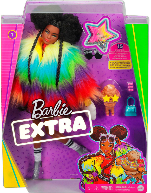 Кукла Barbie Extra в радужном пальто, 30 см, GVR04