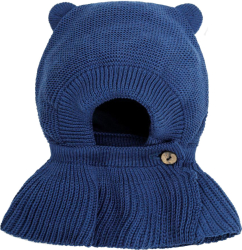Шапка-шлем детская вязаная Amarobaby Pure Love Helmet, размер 46-48, с подкладом, синяя