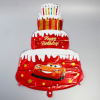 Набор фольгированных шаров  Страна Карнавалия Happy Birthday, Тачки,  4 звезды, торт