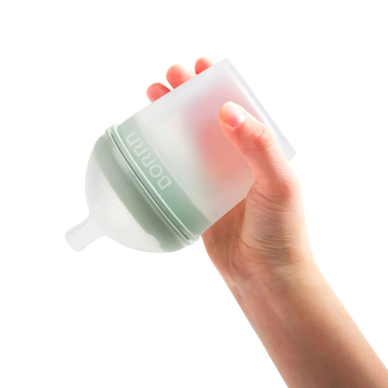 Бутылочка для кормления из силикона с держателем из пластика BORRN Feeding Bottle Зеленый 150 мл