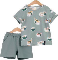 Детский комплект, футболка и шорты, рисунок суши, полынь, р. 104, КД426/2-К