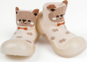 Ботиночки носочки детские Amarobaby First Step Animals бежевые, с дышащей подошвой, размер 24