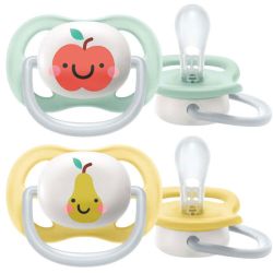 Пустышка Ultra Air Philips Avent, силиконовая, яблоко, груша, SCF080/17