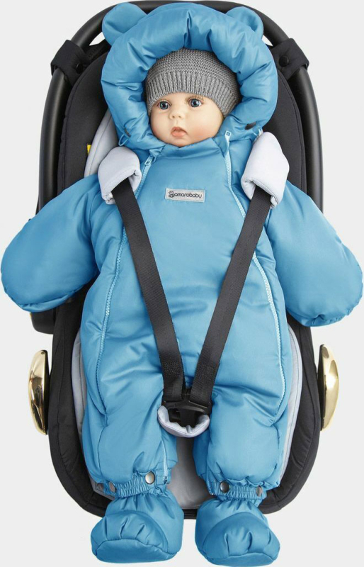 Комбинезон-трансформер зимний меховой AMAROBABY Snowy Travel, серо-голубой, р.68