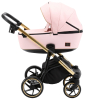 Универсальная коляска BeBe-mobile Bolonia SE (3 в 1) светло-розовая, перфорированная кожа, золотая рама