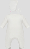 Комплект Choupette нарядный Церемония платье-комбинезон и чепчик, велюровый с кружевом, экрю 56