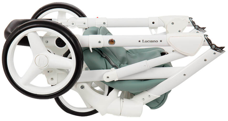 Универсальная коляска Adamex Luciano Deluxe (3 в 1) серо-зелёный, 100% кожа