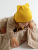 Шапка детская вязаная AmaroBaby Pure Love Bear демисезонная, с подкладом, размер 46-48, жёлтая