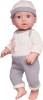 Пупс-кукла Junfa в бело-сером комбинезоне в наборе с игровыми предметами, 40 см