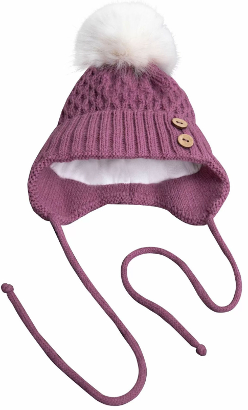 Шапочка детская AmaroBaby Pure Love Wool вязаная, утепленная, розовый, 44-46