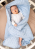 Одеяло-плед Осьминожка вязаное, утепленное,110x95 см голубой ромб