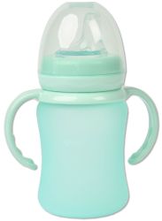 Стеклянная бутылочка-поильник с мягким носиком с защитным силиконовым покрытием Everyday Baby мятный 150 мл