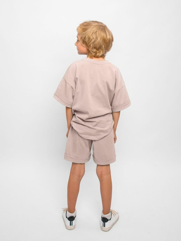 Костюм детский Amarobaby Jump футболка, шорты, бежевый, размер 92-98