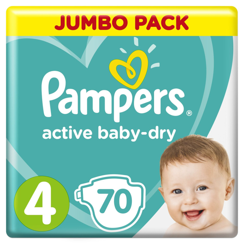 Подгузники Pampers Active Baby-Dry Maxi 9-14 кг 70 штук