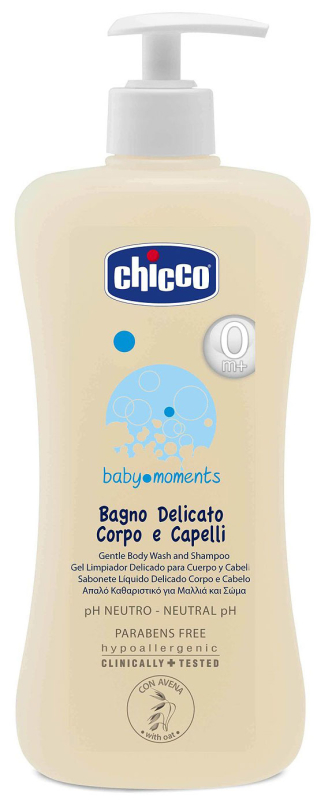 CHICCO Baby Moments Шампунь для волос и тела с овсом, 500 мл, 0м+