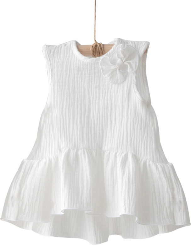 Платье KiDi kids без рукавов, с воланом, молоко, размер 22, рост 68-74 см