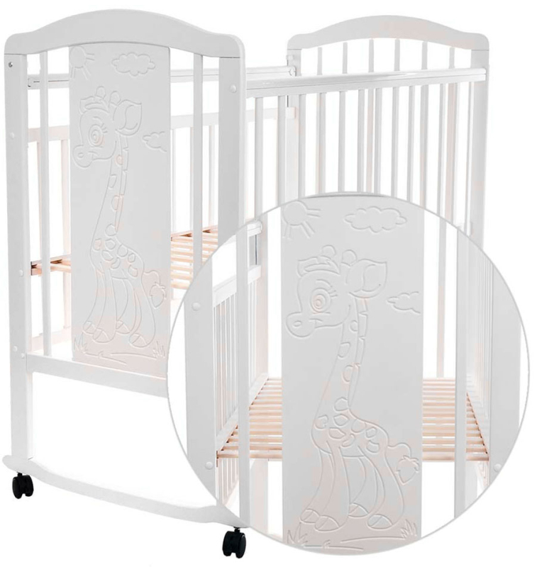 Кровать детская Pituso Noli Жирафик колесо-качалка, белый