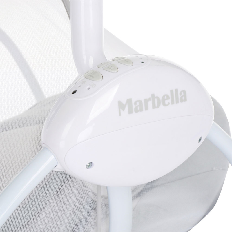 Электрокачели Marbella Pituso Grey, 71х66х77 см, точки, пульт, MP3, москитная сетка, адаптер