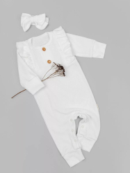 Комбинезон детский с рюшами AmaroBaby Fashion молочный 74