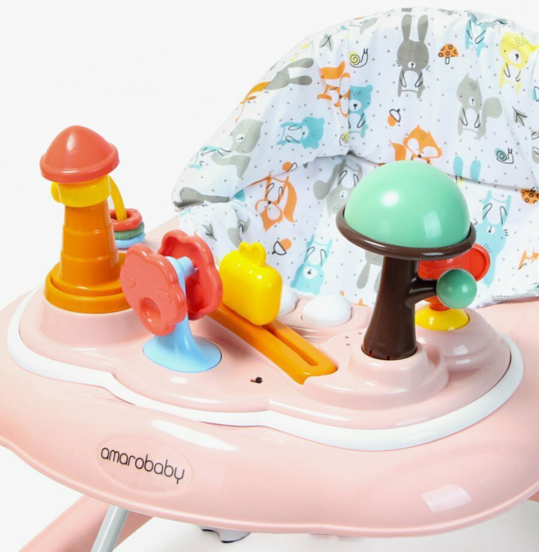 Ходунки детские с электронной игровой панелью Amarobaby, Running Baby, розовый