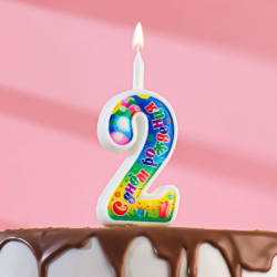 Свеча Страна Карнавалия для торта цифра День рождения цифра 2, 12 см