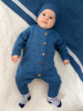 Вязаный комплект Luxury Baby Комбинезон и шапочка синий 62-68 см