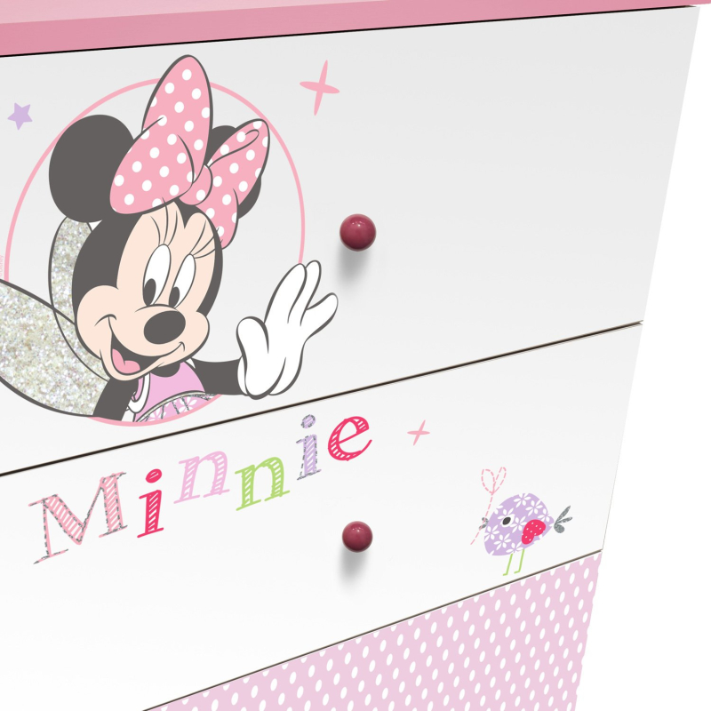 Комод Polini kids Disney baby 5090 Минни Маус-Фея с 3 ящиками белый-розовый