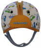 Мягкая шапка-шлем для защиты головы SafeheadBABY Машинки белый с оранжевым