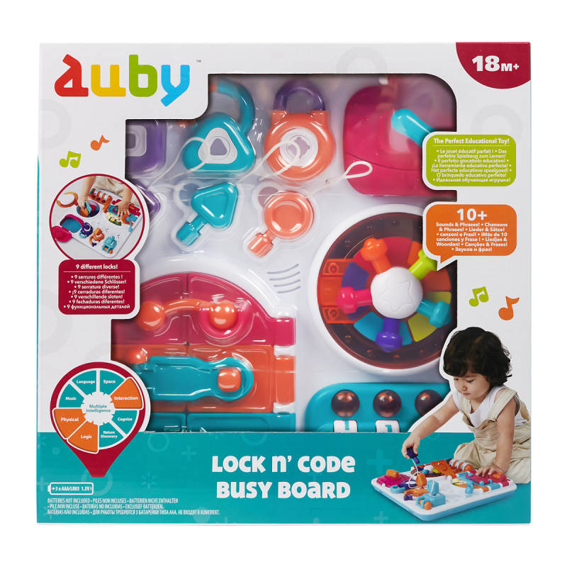 Интерактивная игрушка Auby Бизиборд световые и звуковые эффекты