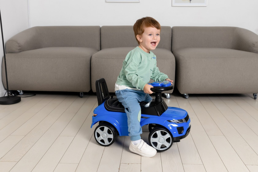 Каталка детская Babycare Sport car 613W кожаное сиденье, резиновые колёса, синий