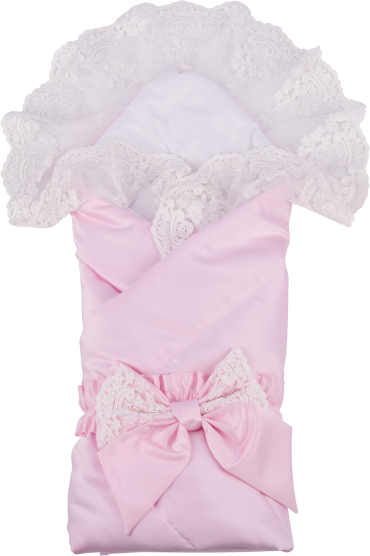 Конверт-одеяло на выписку Luxury Baby Венеция, розовый с молочным кружевом