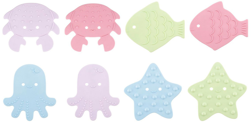 Антискользящие мини-коврики ROXY KIDS для ванны серия Sea Animals, Soft Colors 8 штук