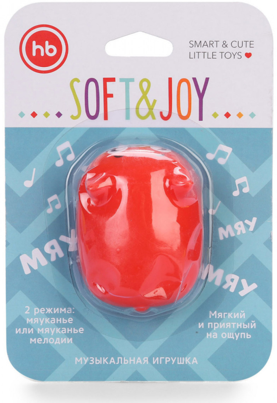 Игрушка котик музыкальная Happy Baby Soft&Joy красный