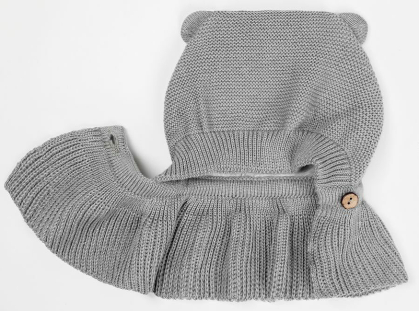 Шапка-шлем детская вязаная Amarobaby Pure Love Warm, размер 40-42, зимняя, с утеплителем, серая