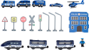 Железная дорога Givito игрушка Полицейский участок, 92 предмета, на батарейках со звуком