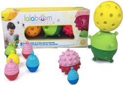 Игрушка развивающая Lalaboom, 3 тактильных мяча, 18 деталей в комплекте