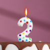 Свеча Страна Карнавалия в торт на день рождения цветное конфетти‎ цифра 2, 5,5 см