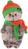Мягкая игрушка Budi Basa Басик в оранжево-зеленой шапке и шарфике 19 см